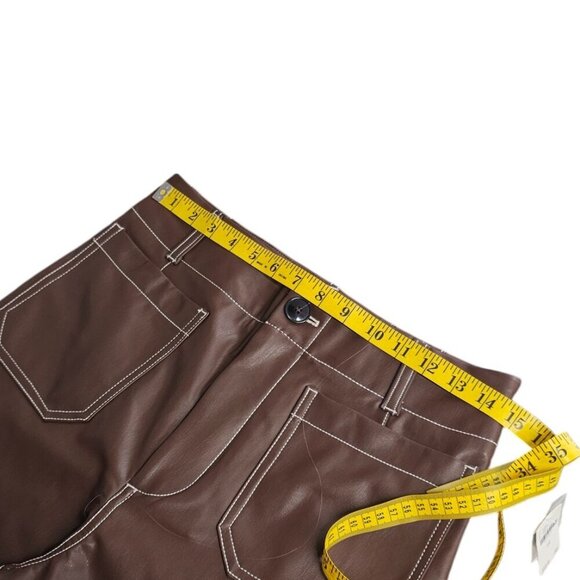 Anthropologie Maeve The Colette Faux-Leather Top-Stitch Crop Wide-Leg Pants, 29 - Picture 4 of 10